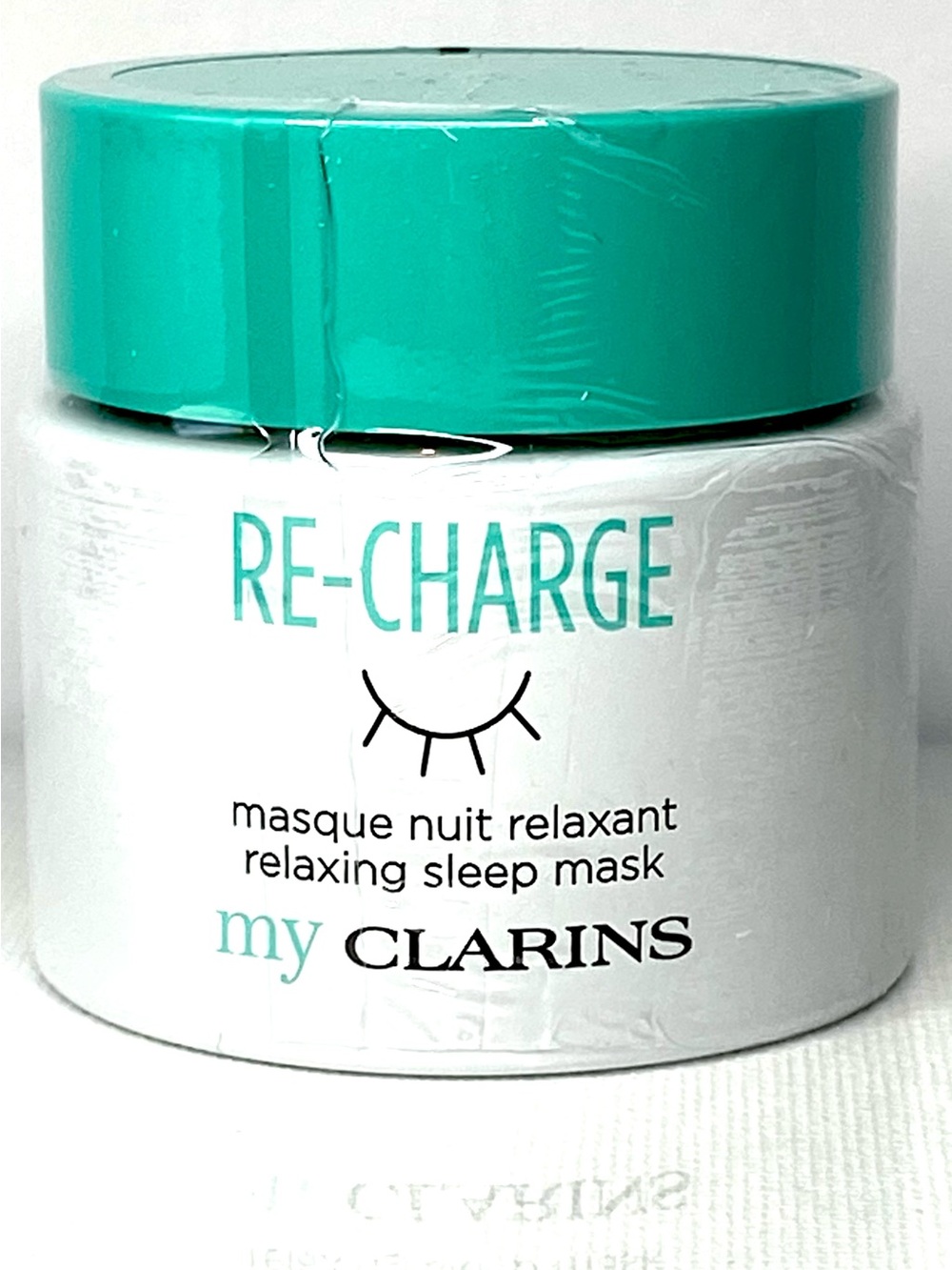 Clarins RE-CHARGE Relaxing Sleep Mask - Teal & White Jar